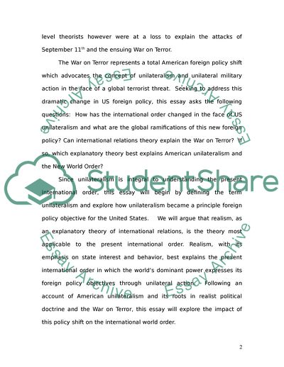 American Unilateralism and the International Order