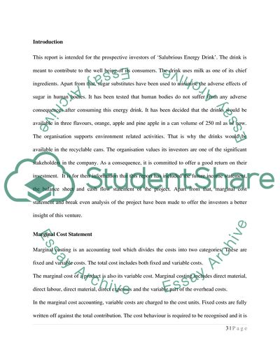 Introduction to Accounting and Finance: Marketing of An Energy Drink