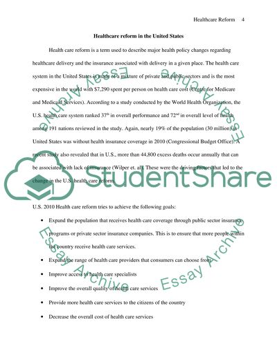 Healthcare Reform In United States