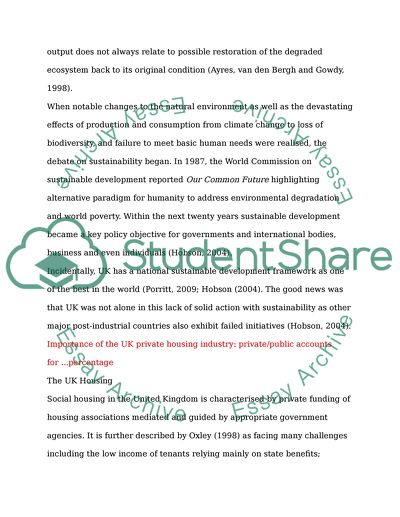 Is the Private Sector Creating Sustainable Housing Developments Within the UK