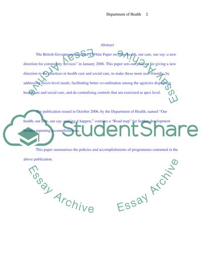 DOH: Our health, our care, our say: making it happen