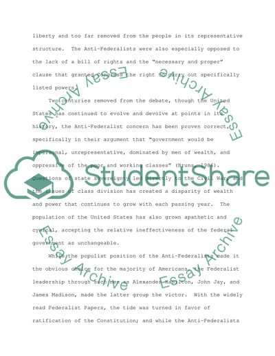 Debate between the Federalists and Anti-Federalists