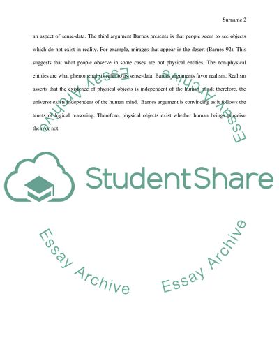 Realism vs. Phenomenalism