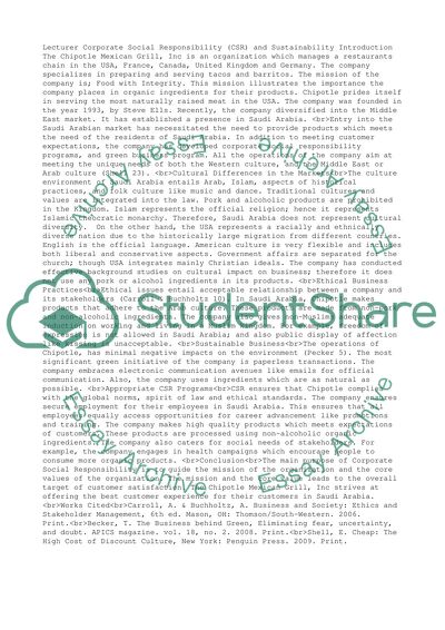 Corporate Social Responsibility and Sustainability