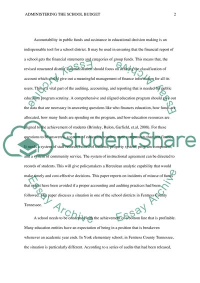 Administering the School Budget & Accounting and Auditing