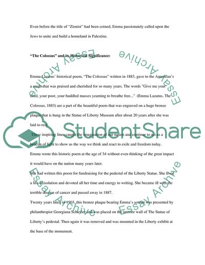 Emma Lazarus, The New Colossus (750 words)