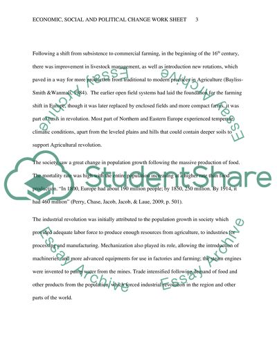 Economic, Social, and Political Change Worksheet