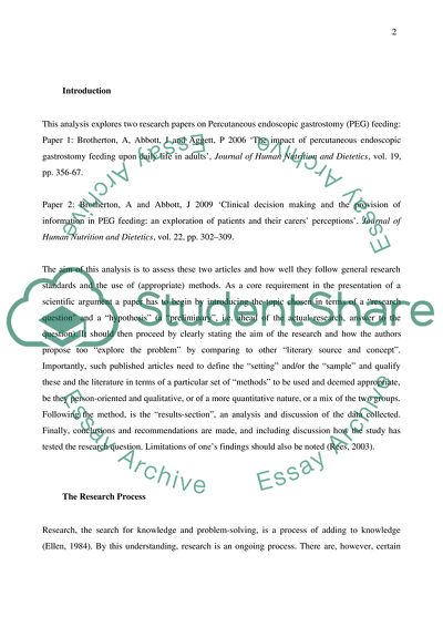 Critical Analysis of Two Articles about PEG Feeding