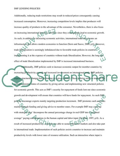 International Business Opportunities of IMF Lending Policies to Developing Nations
