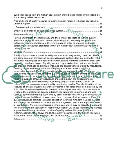 Business Analysis for the Quality Assurance of the United Kingdoms Higher Education