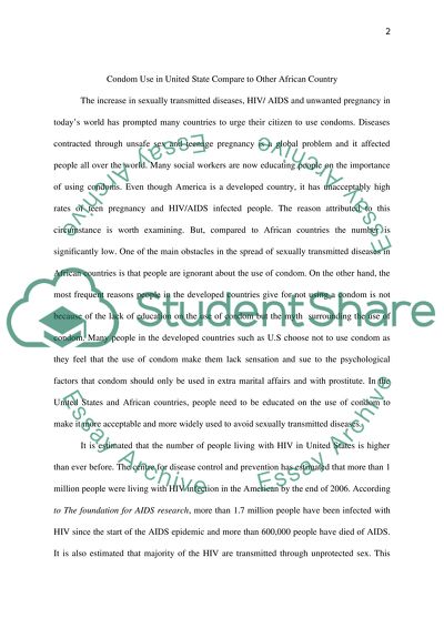 Condom Use in United State Compare to Other African Country