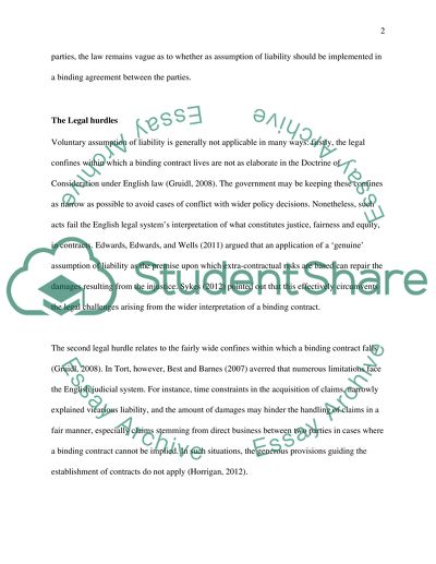 Voluntary assumption of liability