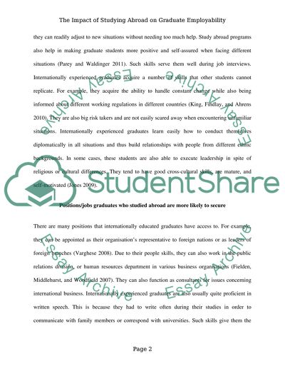 The Impact of Studying Abroad on Graduate Employability