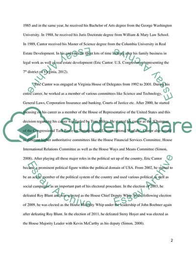 The Life and Role of Majority Leader Eric Cantor