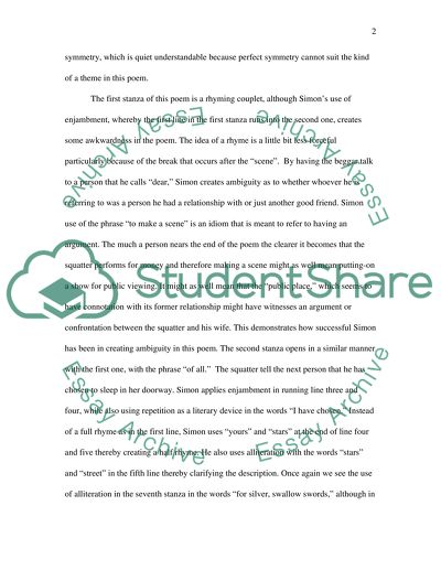 Intentional Arrangements of Words and Phrases in a Number of Poems