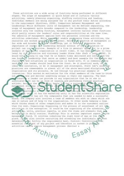 Differentiate between Management and Leadership