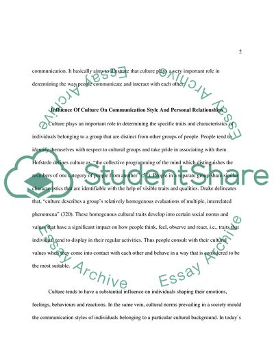 Influence of Salient Cultural Characteristics on Communication Styles