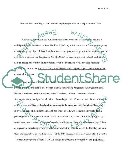 Should racial profiling at U.S. borders target people of color to exploit whites fears