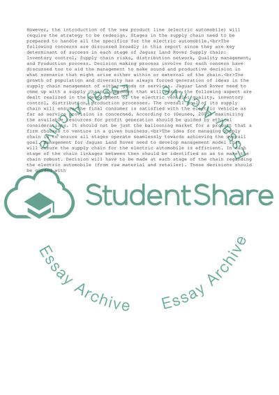 The JLR Supply Chain Management Research Report