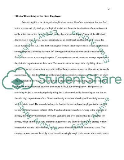 The Implications of Downsizing (Rightsizing) to the Employees, Communities, and Families of the Employees