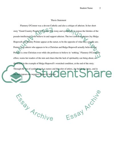 Irony in Flannery OConnors Good Country People