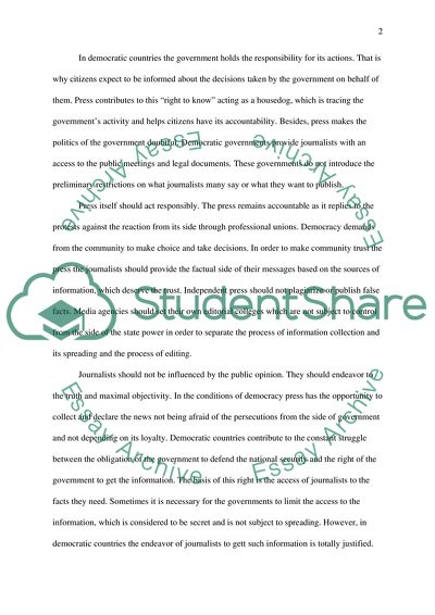 To What Extent It Is Necessary for the Government to Regulate the Press in a Liberal Democracy