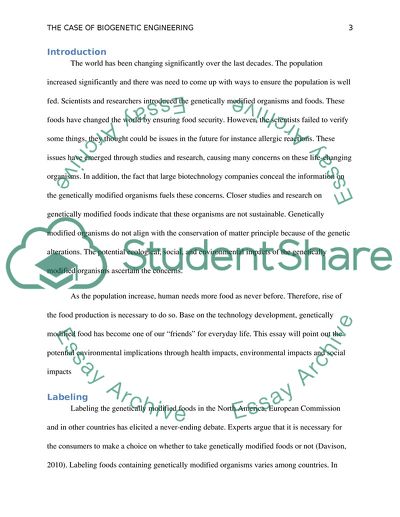 Potential Environmental Implications of Biogenetic Engineering