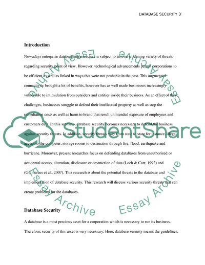 Potential Threats to the Database and Their Mitigation