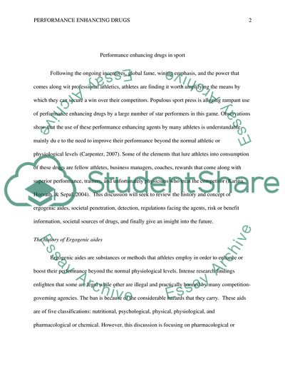 Performance Enhancing Drugs in Sport