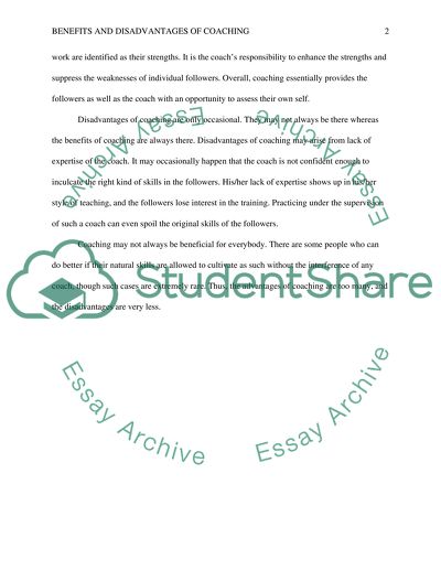 Benifits and Disadvantages of Coaching