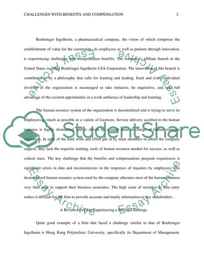 Challenges with Benefits and Compensation at Boehringer Ingelheim