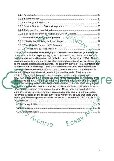 School Base Bully Prevention Programs