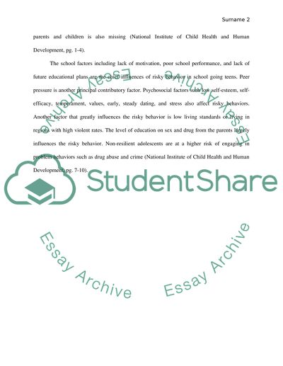 Teen risky behavior: