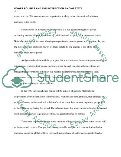 Power politics and the interaction among states