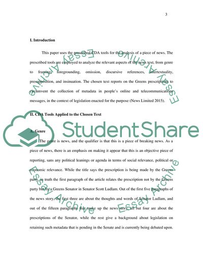 CDA Tools Applied to the Text