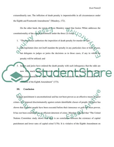 Unconstitutionality of Capital Punishment