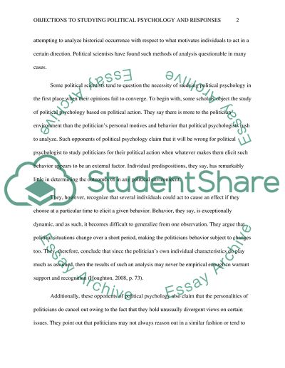 The Objections to Studying Political Psychology and Responses