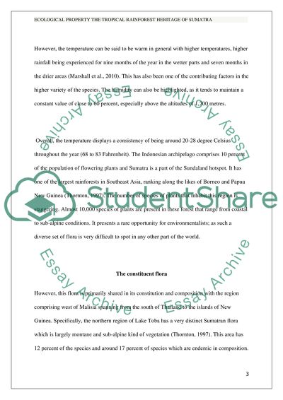 Ecological property the Tropical Rainforest Heritage of Sumatra. A study on the flora and fauna