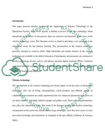 Application of Wireless Technology in the Educational System