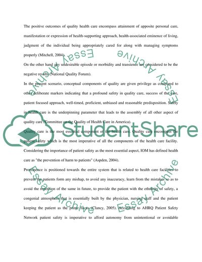 The Quality of Health Care in America