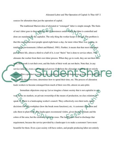 Alienated Labor and The Operation of Capital: Is That All