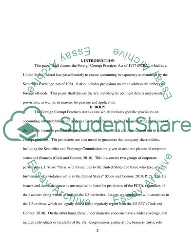 The Foreign Corrupt Practices Act