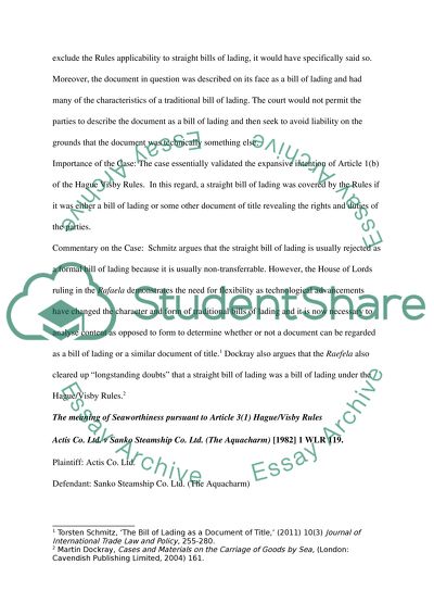 Hague and Visby Rules