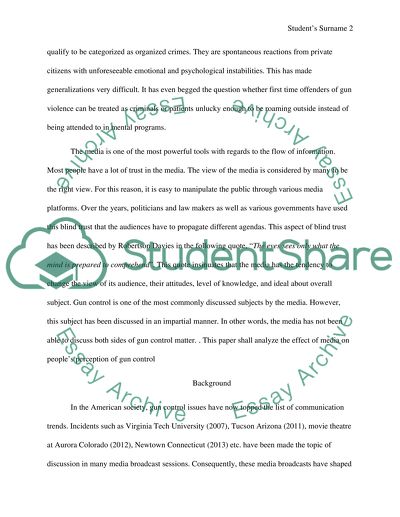 The Power of the Media in Understanding of Reality on Gun Control