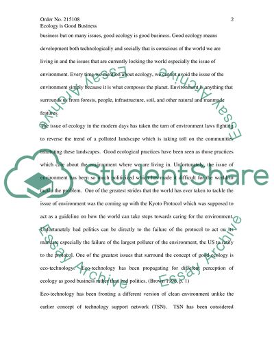 Ecology is Good Business