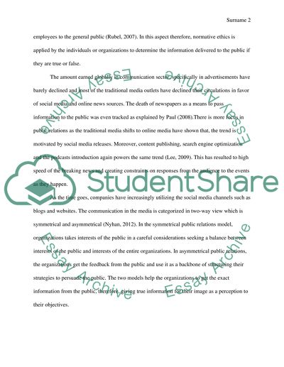 Ethics in Communication and Public Relations