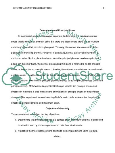 Determination of principle stress