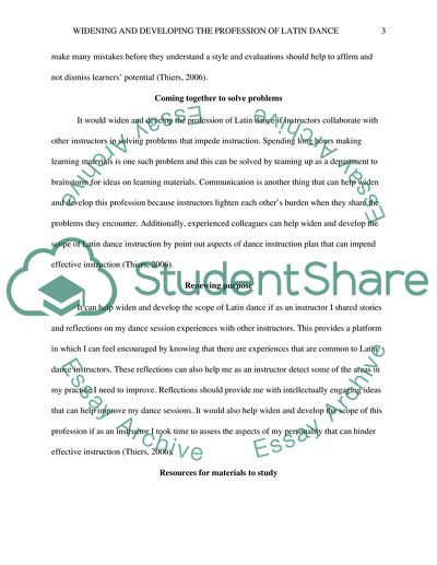 How can you widen and develop the scope of your professional practice( topic: latin dance)