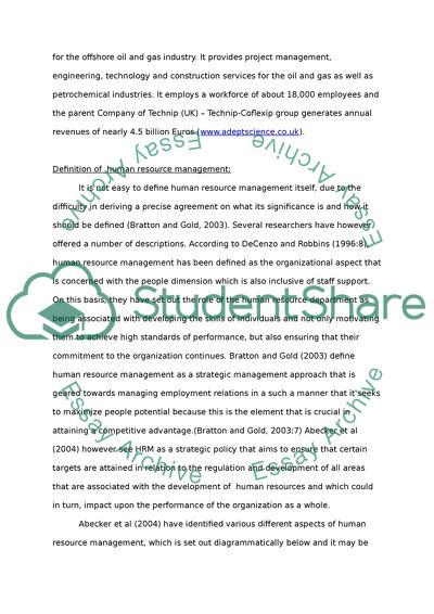 Human Resource Function Using Technip the UK