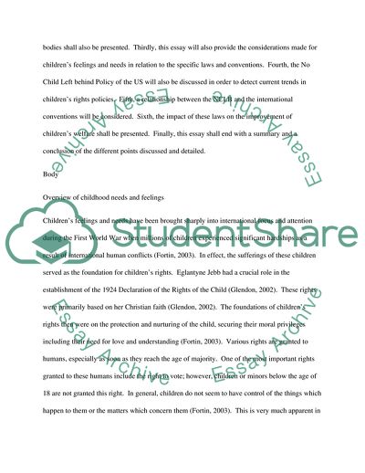 Childhood Needs, Views, Feelings in Relation to National Laws